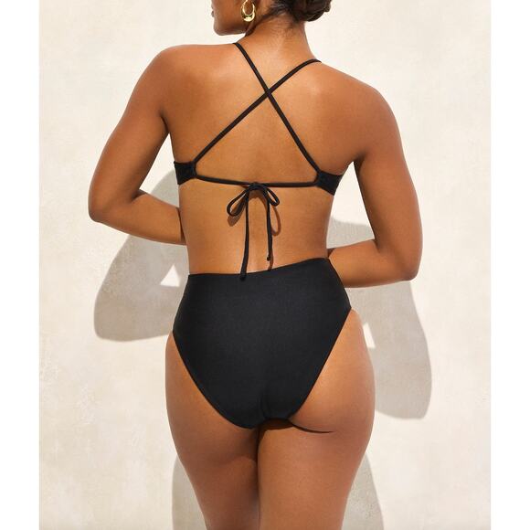 J.Crew Bikini Swimsuit Classic Sculpt Mira Hallie High Waist Set Black Small NWT - Picture 5 of 16